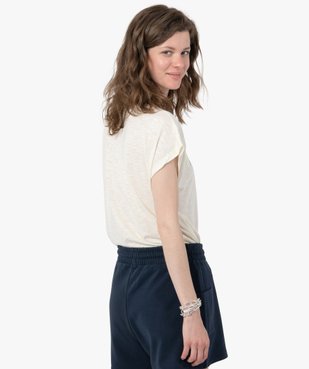 Tee-shirt femme sans manches avec inscription pailletée vue3 - GEMO 4G FEMME - GEMO