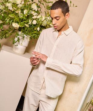 Chemise à manches longues en lin et coton coupe regular homme vue5 - GEMO 4G HOMME - GEMO