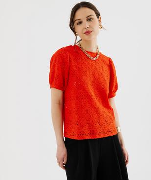 Tee-shirt à manches courtes en maille ajourée femme vue2 - GEMO 4G FEMME - GEMO