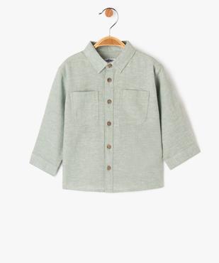 Chemise manches longues en coton lin mélangés bébé garçon vue1 - GEMO(BEBE DEBT) - GEMO