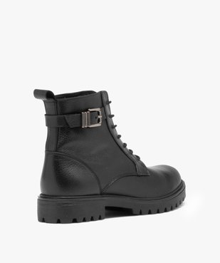 Boots femme en cuir uni et souple à lacets - Taneo vue4 - TANEO - GEMO
