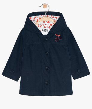 Manteau bébé fille zippé, fin, à capuche et doublure imprimée vue1 - GEMO(BEBE DEBT) - GEMO