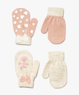 Moufles bébé fille antidérapantes en maille pailletée (lot de 2) vue1 - GEMO(BEBE DEBT) - GEMO