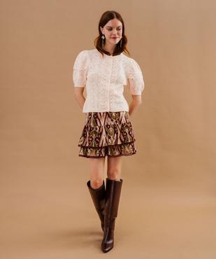 Jupe courte à volants et pompons femme vue1 - GEMO(FEMME PAP) - GEMO