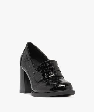 Mocassins à talon large en vernis texturé femme vue3 - FOLLOW ME - GEMO