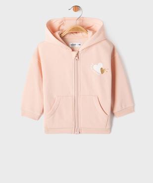 Sweat à capuche fermeture zippée aimantée bébé fille vue4 - GEMO 4G BEBE - GEMO