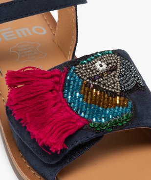 Sandales fille en cuir avec perroquet brodé en perles vue6 - GEMO (ENFANT) - GEMO