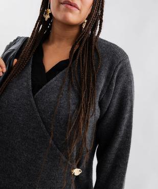 Gilet en grosse maille fermeture croisée femme grande taille vue2 - GEMO (G TAILLE) - GEMO