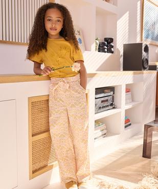 Pantalon large en toile fleurie légère à taille élastique fille - LuluCastagnette vue1 - LULU CASTAGNETTE GEMO FOR GOOD - GEMO