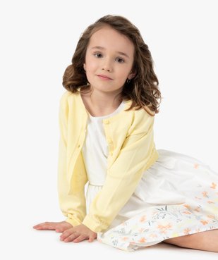 Gilet fille court en maille fine ajourée vue1 - GEMO (ENFANT) - GEMO