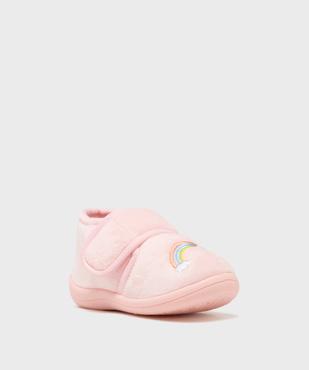 Chaussons en velours à scratch moelleux imprimé arc-en-ciel fille vue2 - GEMO (ENFANT) - GEMO