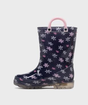 Bottes de pluie bébé fille à anses et semelle lumineuse motif fleuri vue10 - LITTLE LOVE - GEMO