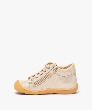 Chaussures premiers pas bébé fille dessus cuir pailleté – NA! vue3 - NA! - GEMO