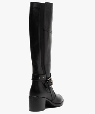 Bottes femme unies à talon carré et bride décorative vue4 - GEMO(URBAIN) - GEMO