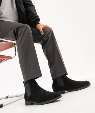 Boots homme Chelsea en suédine avec bout amande vue1 - MARIO BALDANO - GEMO