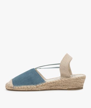 Sandales femme en toile à talon compensé – Terre de Marins Dessus denim vue3 - TERRE DE MARINS - GEMO