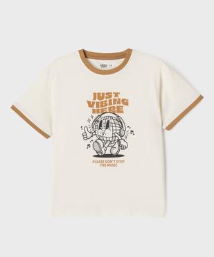 Tee-shirt manches courtes à motif et finitions contrastantes garçon vue2 - GEMO 4G GARCON - GEMO