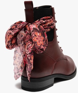 Bottines femme avec foulard coloré noué à zip et à lacets vue7 - GEMO (CASUAL) - GEMO