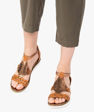 Sandales femme à semelle plateforme et contrefort zippé vue1 - GEMO(URBAIN) - GEMO