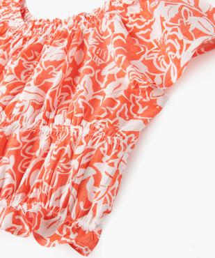 Blouse imprimée à manches courtes finitions froncées fille vue2 - GEMO 4G FILLE - GEMO