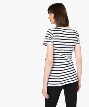 Tee-shirt de grossesse à rayures et inscription vue3 - GEMO (MATER) - GEMO