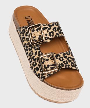 Mules imprimé léopard à semelle plateforme femme - 5 Miles vue5 - 5 MILES - GEMO