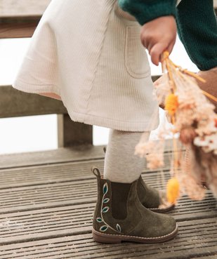 Boots bébé fille style Chelsea dessus cuir retourné – NA! vue1 - NA! - GEMO