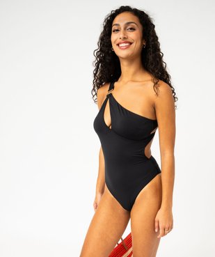 Maillot de bain 1 pièce à bretelles asymétriques et mousses amovibles femme vue2 - GEMO 4G FEMME - GEMO