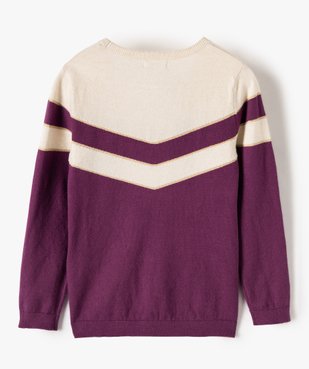 Pull fille bicolore avec liserés pailletés vue3 - GEMO (ENFANT) - GEMO