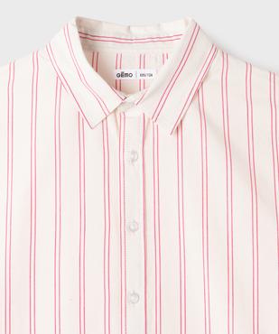 Chemise manches longues coupe droite en coton rayé fille vue2 - GEMO (JUNIOR) - GEMO