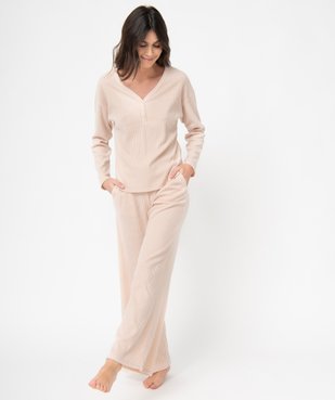Haut de pyjama femme à manches longues en maille côtelée vue5 - GEMO(HOMWR FEM) - GEMO