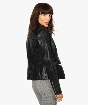 Blouson femme esprit motard avec col rond pressionné vue3 - Nikesneakers(FEMME PAP) - Nikesneakers