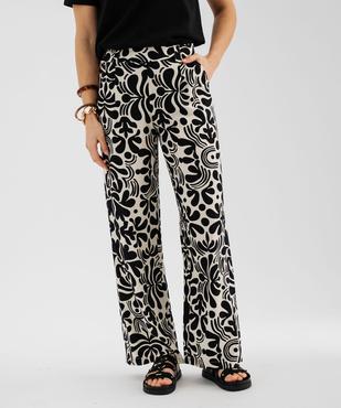 Pantalon fluide imprimé coupe large femme vue1 - GEMO 4G FEMME - GEMO