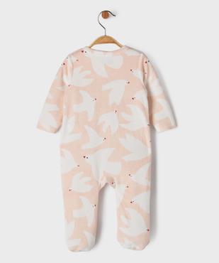 Pyjama en velours à ouverture devant et motif oiseaux bébé vue3 - GEMO 4G BEBE - GEMO