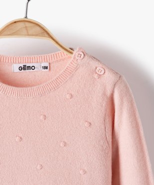 Pull bébé fille en maille avec relief sur l’avant vue2 - GEMO(BEBE DEBT) - GEMO