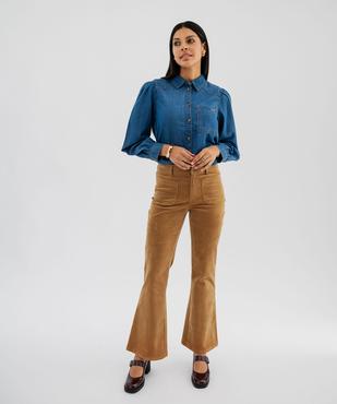 Pantalon flare taille haute en velours extensible femme - LuluCastagnette vue4 - LULUCASTAGNETTE - GEMO