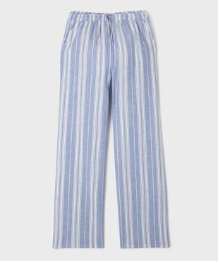 Pantalon large en viscose et lin taille ajustable fille vue1 - GEMO 4G FILLE - GEMO