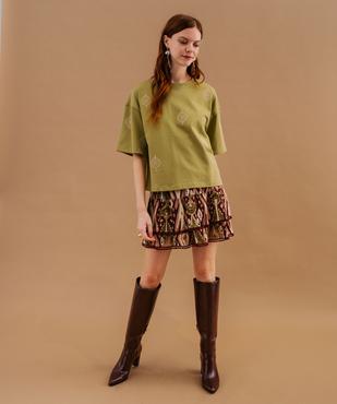 Tee-shirt manches courtes oversize en jersey épais femme vue4 - GEMO(FEMME PAP) - GEMO