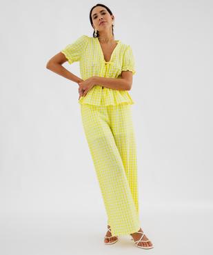Blouse manches courtes à basque et liens à nouer femme vue5 - GEMO(FEMME PAP) - GEMO