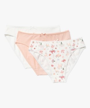 Culottes à motifs licornes fille (lot de 3) vue1 - GEMO 4G FILLE - GEMO
