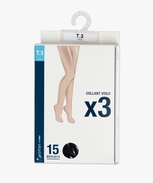 Collants femme voile 15 deniers (lot de 3) vue3 - GEMO(HOMWR FEM) - GEMO