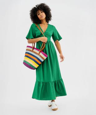 Robe longue col V à dos fantaisie femme vue2 - GEMO(FEMME PAP) - GEMO