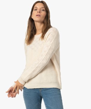 Pull femme en maille fantaisie sur le haut vue1 - GEMO 4G FEMME - GEMO