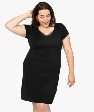 Nuisette femme femme grande taille à manches courtes et col V en dentelle vue1 - GEMO(HOMWR FEM) - GEMO