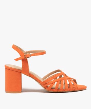 Sandales à talon carré unies avec brides croisées vue2 - GEMO(URBAIN) - GEMO