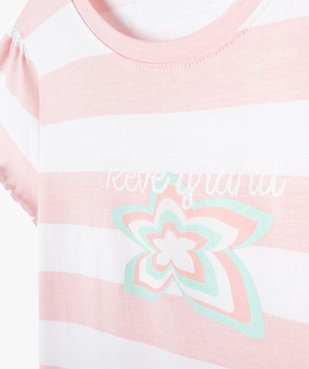 Chemise de nuit fille à rayures avec motif fleuri vue2 - GEMO (ENFANT) - GEMO