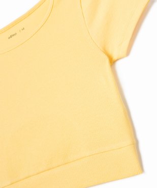 Tee-shirt fille en maille côtelée coupe courte vue3 - GEMO (JUNIOR) - GEMO
