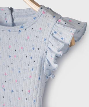 Tee-shirt manches courtes en maille fantaisie avec volants bébé fille vue2 - GEMO(BEBE DEBT) - GEMO