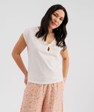 Haut de pyjama à col V sans manches femme vue2 - GEMO(HOMWR FEM) - GEMO