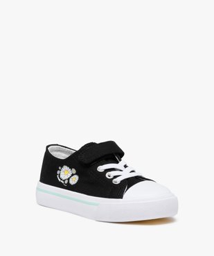 Baskets fille en toile avec motif marguerite sur le coté noir vue2 - GEMO 4G FILLE - GEMO